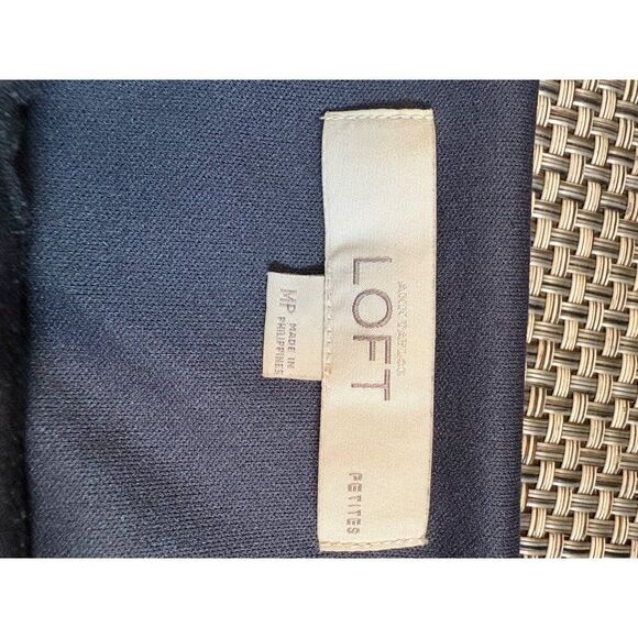 Ann Taylor Loft Petite Striped Cowl Neck Dress‎ Black/Gray 3/4 Sleeve Size: MP - Picture 4 of 5